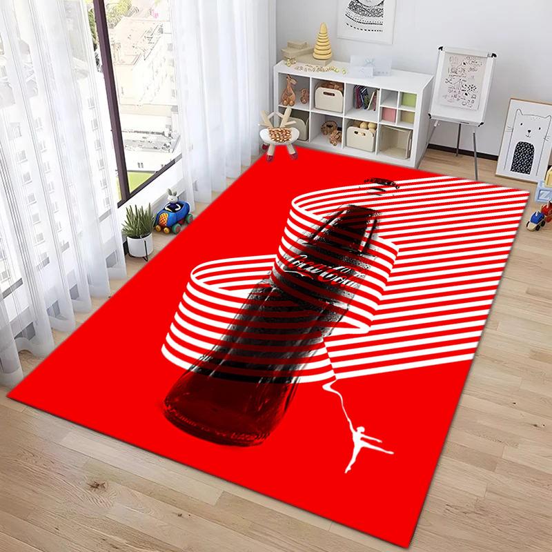 Christmas Gift Halloween Themed Cola Beverage Coca Cola Carpet Is Suitable for Living Room and Bedroom Doormats Office Balcony Decorative Carpet V27