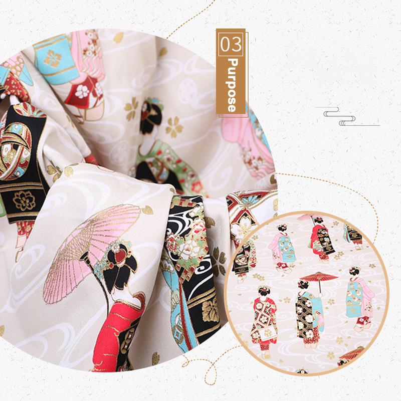 

Ткань с принтом в виде японской гейши, бронзовая ткань для шитья своими руками, лоскутное шитье, сумка-кимоно, чонсам, стеганый материал для рукоделия