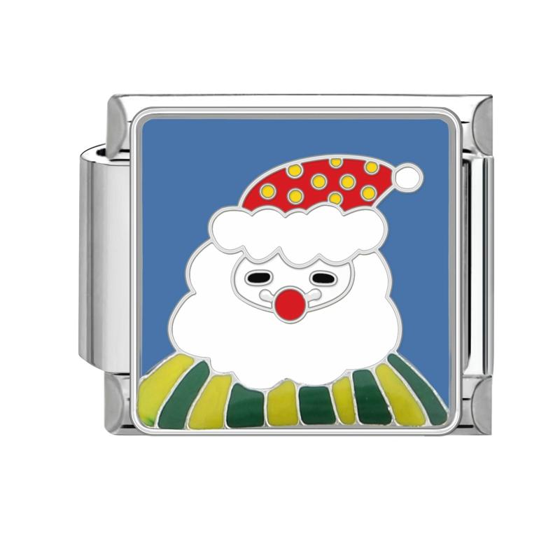 Lovely Santa Claus Snowman Christmas Tree Gloves Italian Charm Links Fit 9MM Stainless Steel Bracelet Women Men DIY Making Gifts