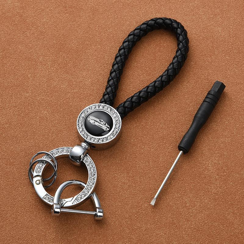 Creative Car Keychain: Men's Leather & Metal Waist Hanging Protective Pendant