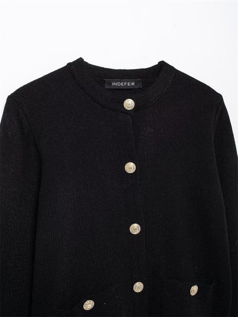 2025 Autumn/Winter New Arrival European & American Style Round Neck Long Sleeve Knit Cardigan