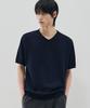 DRAW FIT Cooling Modal Half V-Neck Knit [Navy]