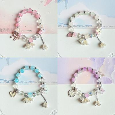 Japan and Korea Popular Pearl Lily of the Valley Bracelet Female Simple Literary Pink Student Girlfriend Bracelet Literary Pastoral Jewelry