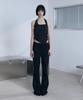Bunteu Low-Rise String Bootcut Pants (Black)