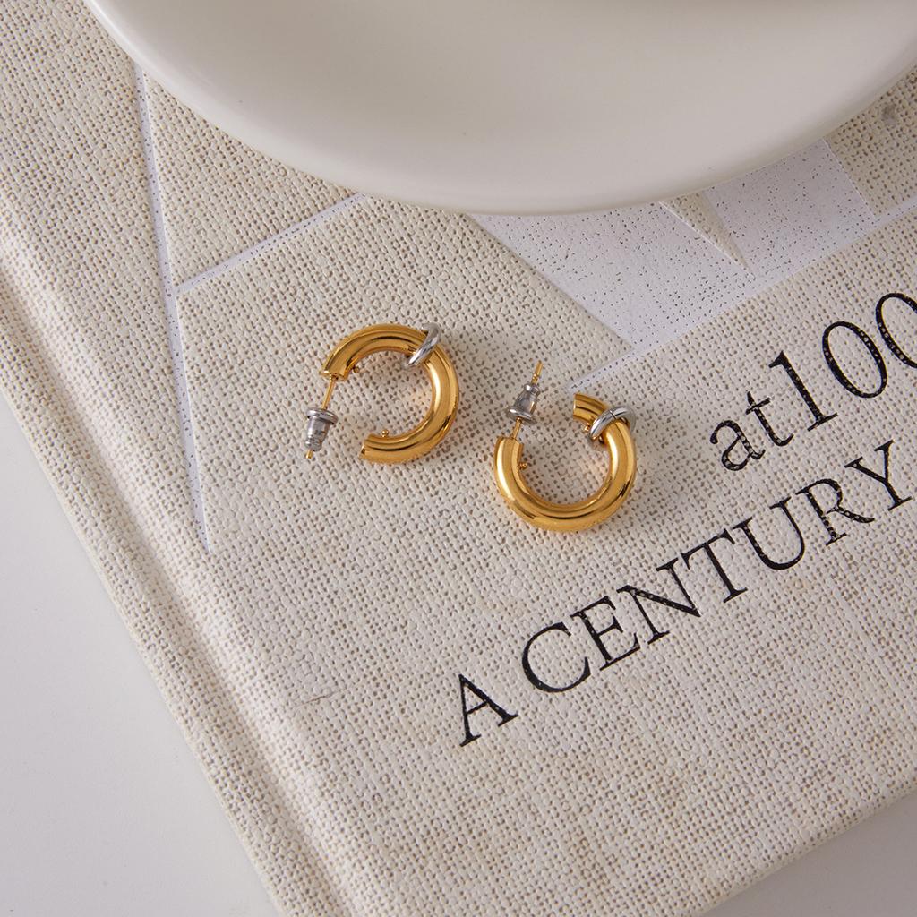  Statement Stainless Steel Geometric Simple C-shaped Earrings For Women Trendy Metal Texture 18 K Golden Accessories