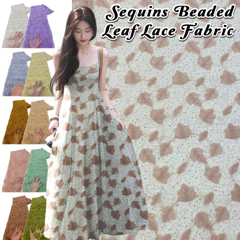 High Quality African Tube Beaded Sequin Lace Fabric Sequin Embroidery French Tulle Lace Nigerian Wedding Dress Cheongsam Fabric