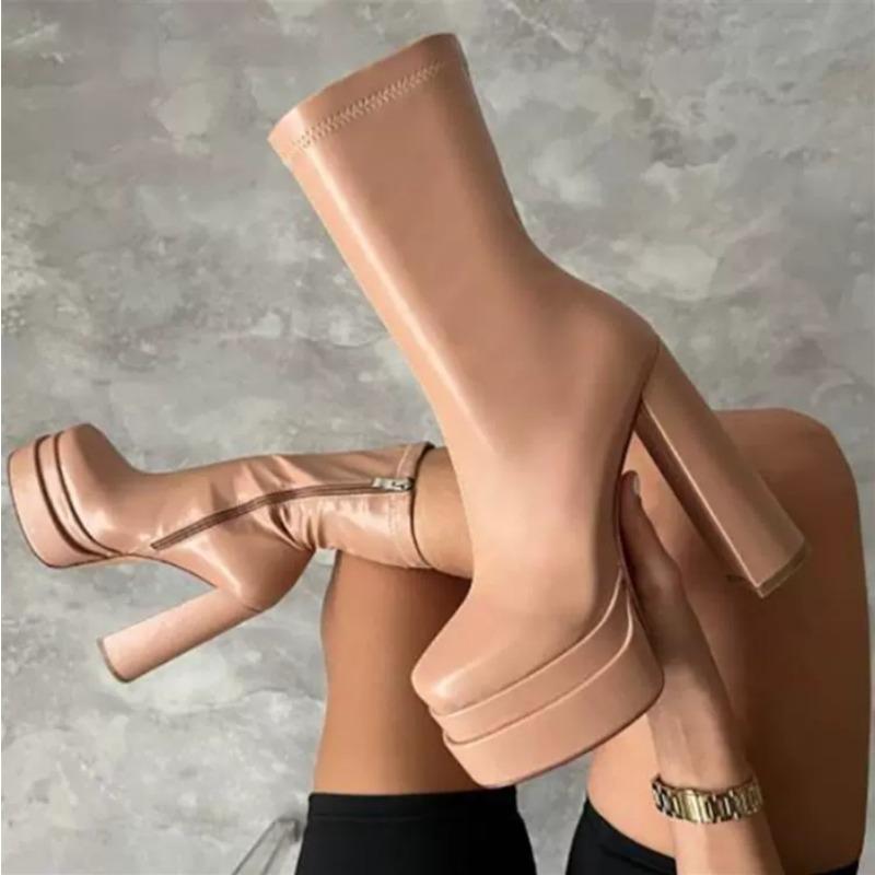 Woman Shoes New Style Platform Boots Ladies High Quality Luxury Women Leather Boots Super High Heels Boots Zapatos Mujer