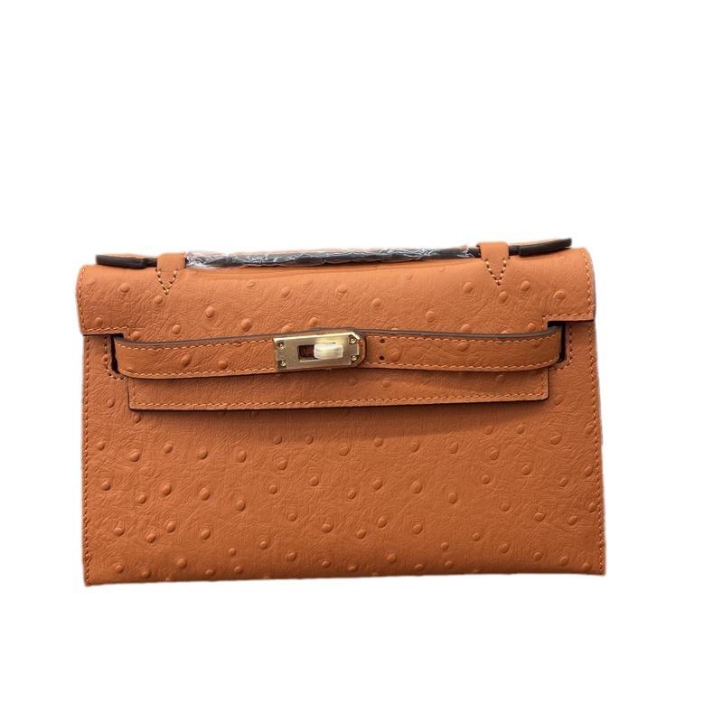 Nuova borsa da donna in vera pelle, borsa a mano in pelle bovina primo strato con motivo struzzo, borsa a tracolla da donna