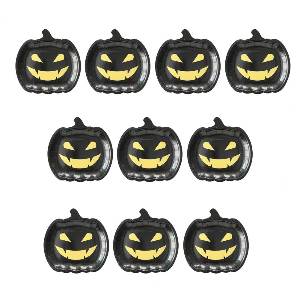 Thanksgiving Disposable Plates Oil-resistant Disposable Plates Halloween Pumpkin Paper Plates Black Orange for Party Autumn