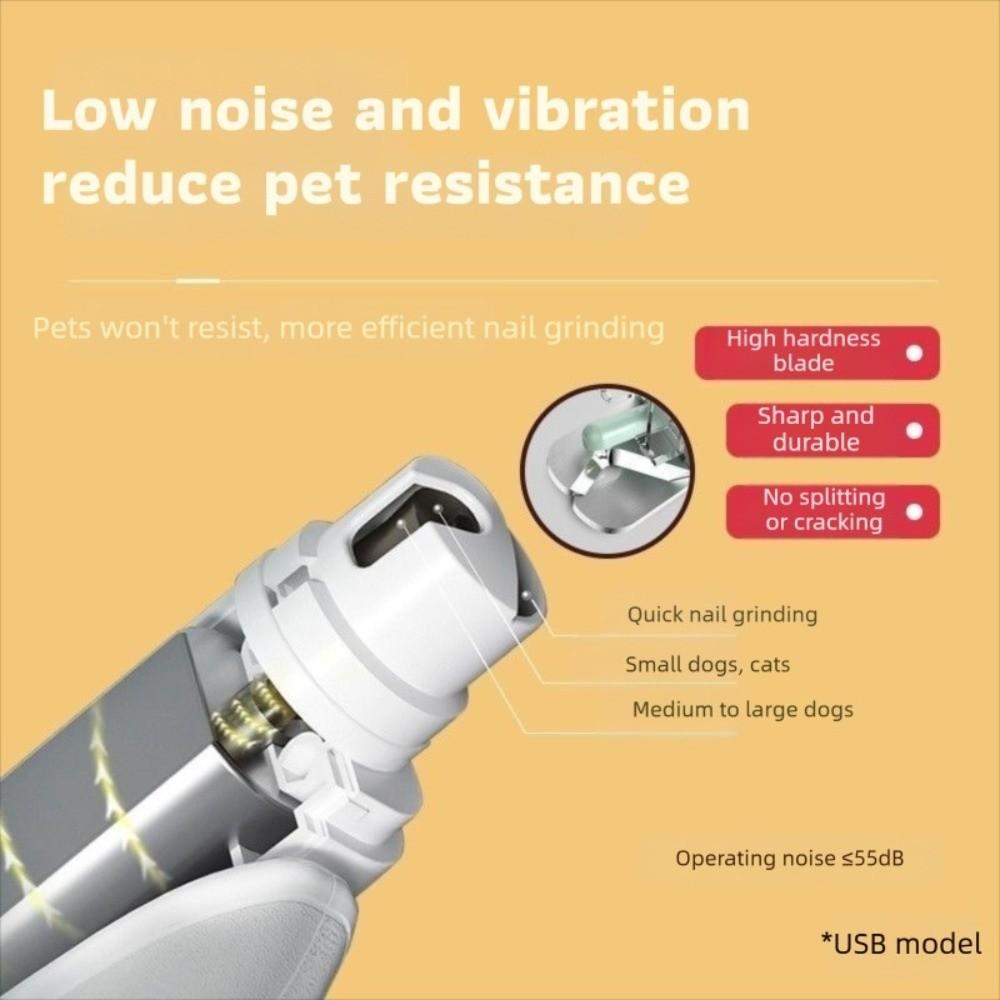 Grooming Tool Quiet Pet Nail Clippers with 2 LED Lights USB charging Pet Nail Grooming Tool Splash Guard 2 in 1 Nail Tool Cats
