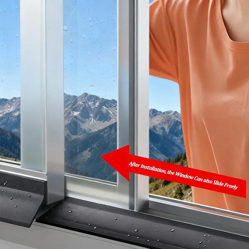 Home Window Water Blocking Bar Sliding Window Rain Weatherstrip Soft Rubber Water Rain Deflector Board Windproof Sealing Strip