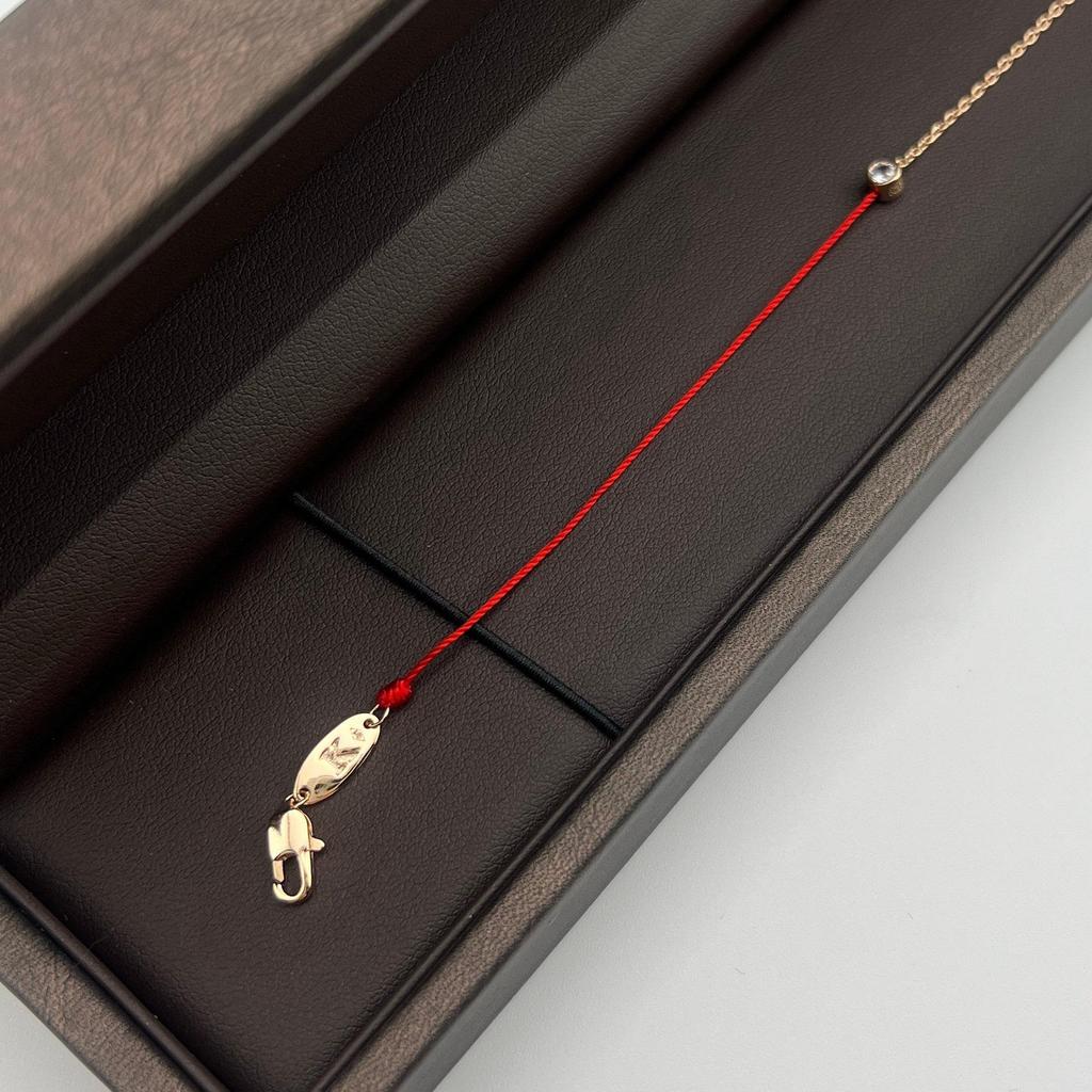French Red String 925 Silver Lucky Zodiac Bracelet with Single Diamond - New Style Gift