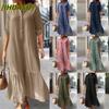 Fashion Spring Autumn Solid Color Print Long Sleeve POLO Neck Casual Dresses International Design