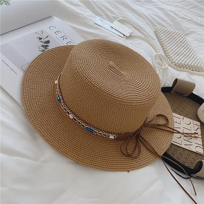 New original ethnic style straw hat women's spring and summer beach outing sun hat retro straw woven sun protection hat