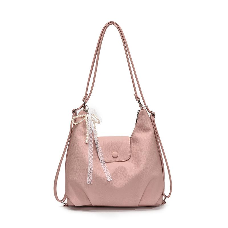 

Hand Carrying Tote Bag Women s New Large-capacity Commuter Travel Backpack Women s Casual Shoulder Messenger Bag No pendant розовый