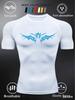 Men's Compression Shirt Quick Dry Neon Green Gym T-Shirt Blue Tribal Eyes Print Workout Sportswear