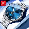 OLEVS 7063 Moon Phase Automatic Mechanical Men's Watches Stainless Steel 30M Waterproof Luminous Watch Original Luxury Man Watch