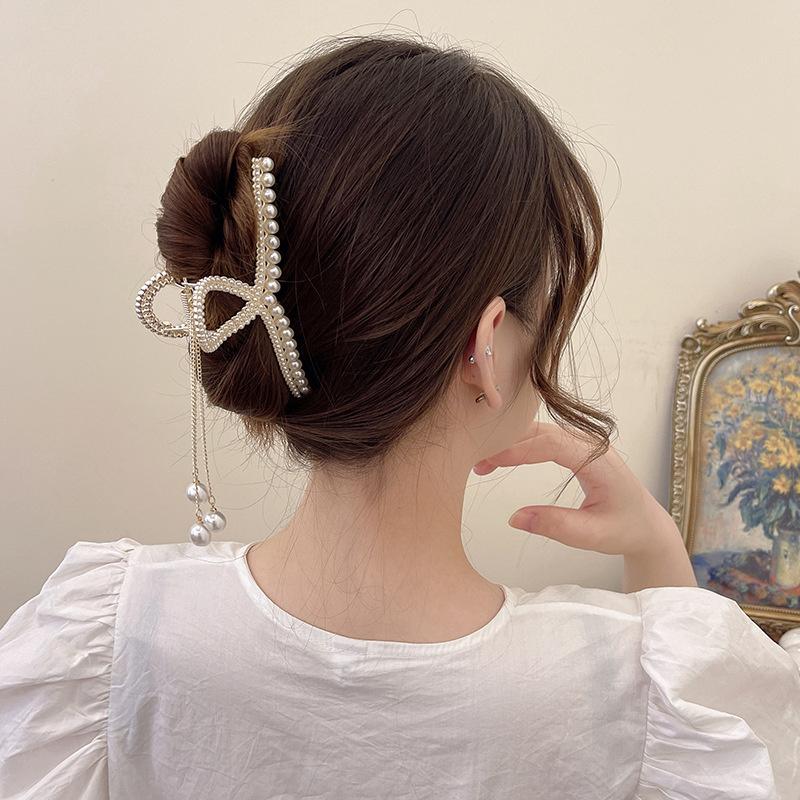 Vintage Metal Long Tassel Gripping Clip Hair Claw For Women Full Rhinestones Hair Clip Korean Barrettes Hairpin Hair Accessories
