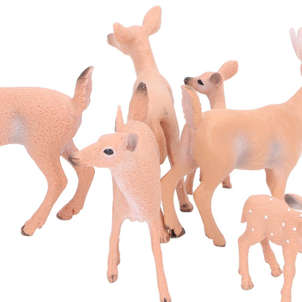 6pcs Small Deer Cake Topper Lifelike Woodland Animal Figurines  Christmas Scene