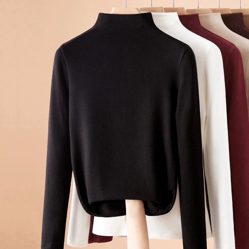 Double-sided German velvet bottoming shirt for women's autumn and winter new models with velvet thickened inside, popular Ankola red warm top