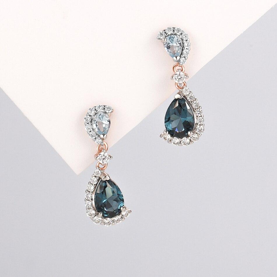 925 Sterling Silver Gemstone Earrings For Women Sky London Blue Topaz Lovely Ear Drop Love Anniversary Gifts Fine Jewelry
