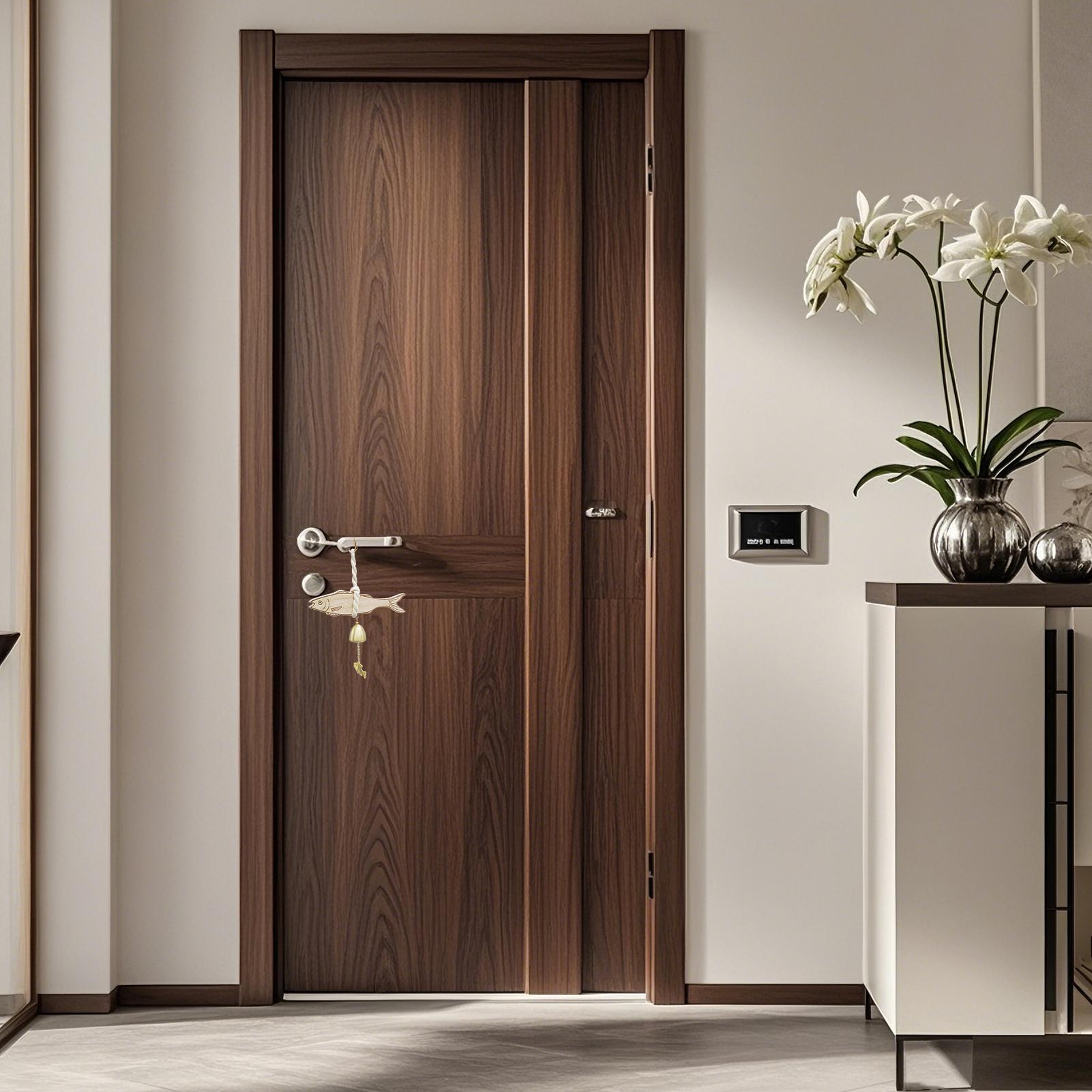 

Деревянный дверной звонок в форме рыбы, дверные звонки, куранты, украшение, простая установка, домашний декор, дверной звонок для общежитий, гостиных CN