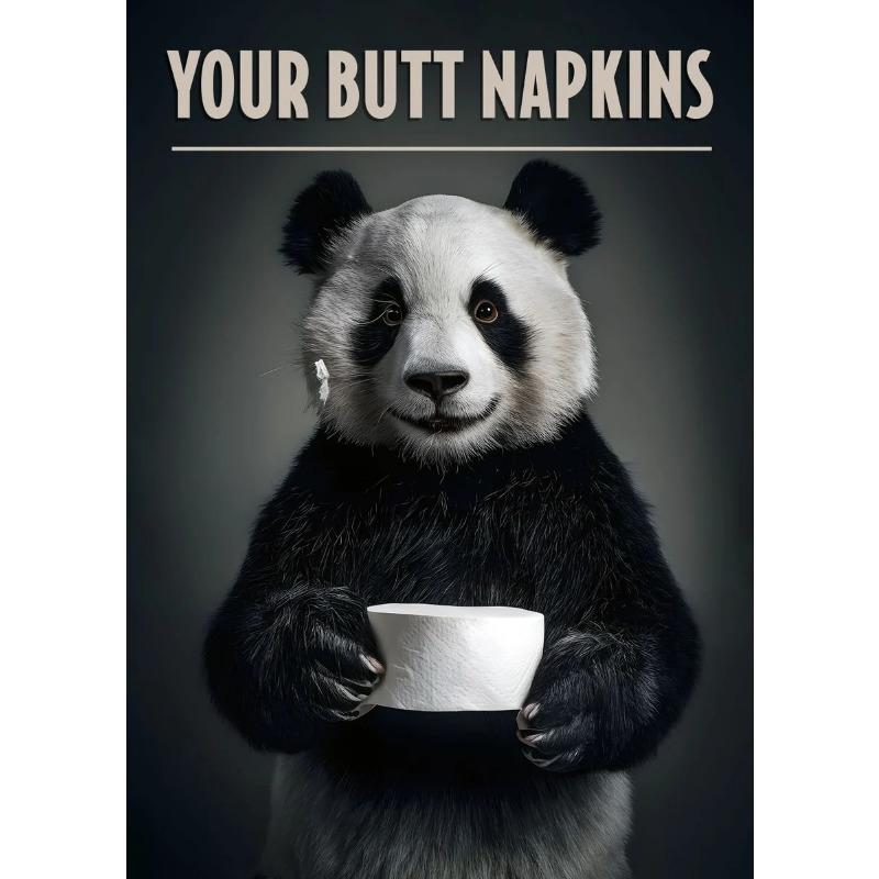 Your Butt Napkins Canvas Painting Panda Cat Raccoon Monkey Pug Poster Prints Funny Toilet Picture Modern for Bathroom Decor