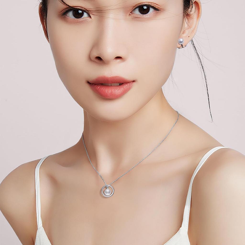 Pearl necklace and earrings set for pearl pearl 925 perfect for and Day gifts [Free bird] women, pendant, accessories, silver, hypoallergenic, women,