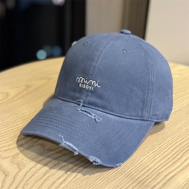 New Letter Embroidered Baseball Cap Women's Spring and Summer Wide Brim Big Face Showing Face Small Cap Big Head Circumference Hat