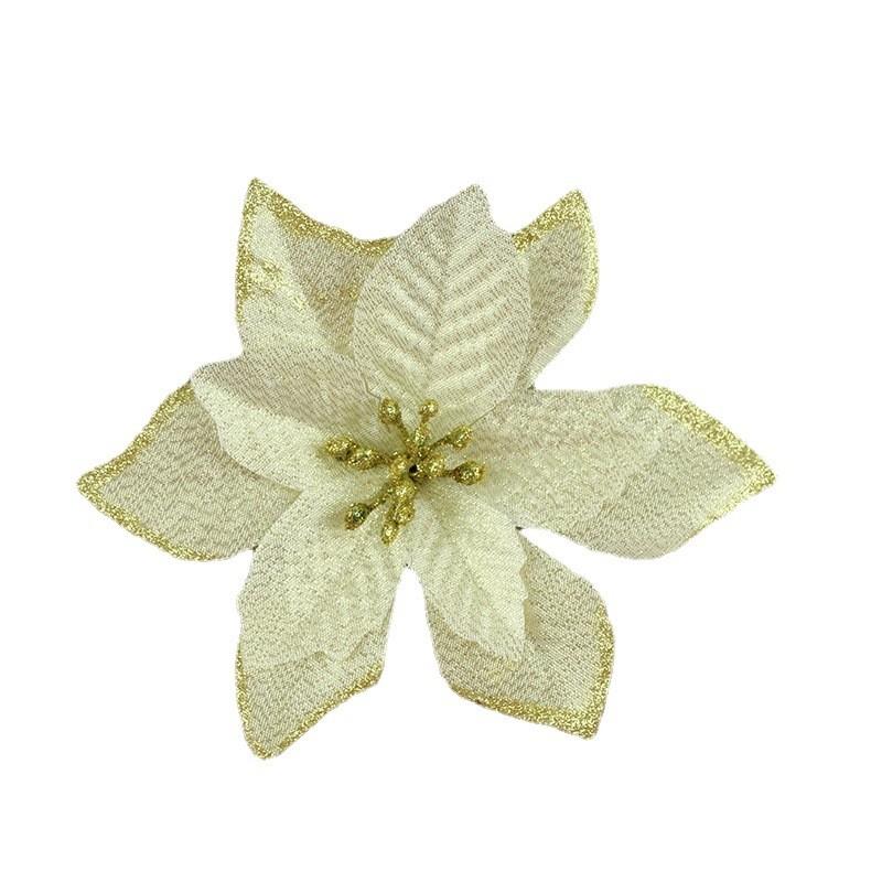 

Пуансеттия Рождественская елка Искусственный цветок Украшение Праздничное украшение Ткань Цвет золотой