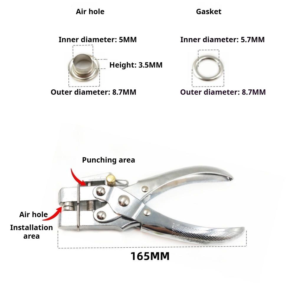 400 Sets 5mm + Eyelet Installation Punch Pliers Copper Color Air Eyelet Grommet Tool Set
