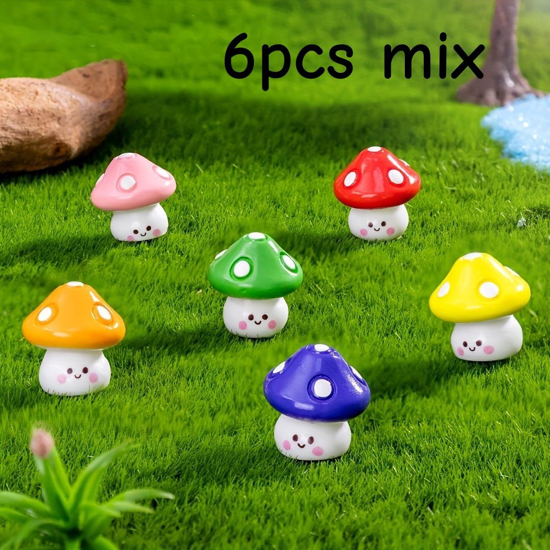

6 colorful and whimsical mushroom miniature models | Resin DIY decorative accessories, cute smiling mushrooms, suitable for fair