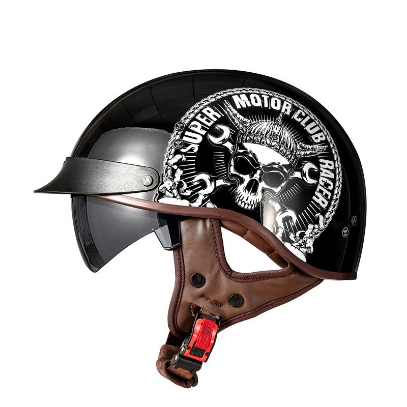Motorcycle Helmet Retro Half Helmet Unisex Four Seasons Cycling Safety Helmet Cool