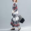 Nouveauté Été Robe Longue Maxi Vintage Florale Satinée Grande Taille Femmes Décontractée Ample Robes