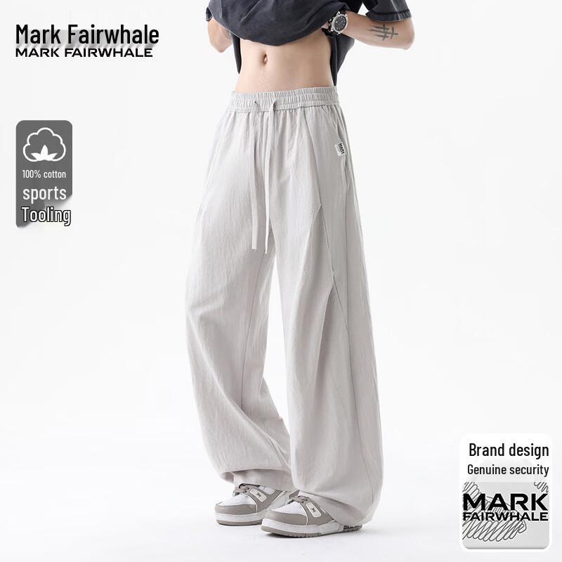 MARK FAIRWHALE Men s Linen Blend Casual Wide-Leg Pants M