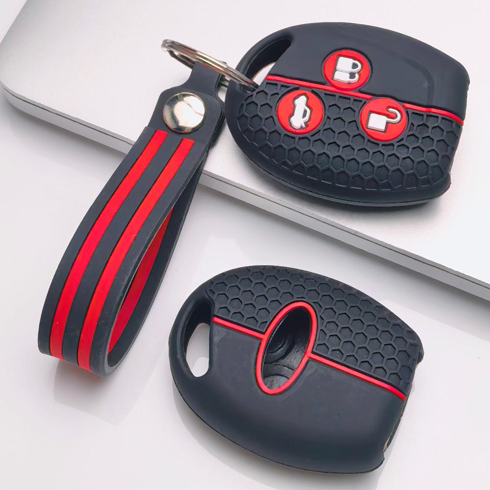 Key Case Cover for Ford Focus C-Max Mondeo Fiesta MK3 MK4 MK5 MK7 with Keychain Anti-Scratch Surface Shockproof Structure Soft Grip Texture