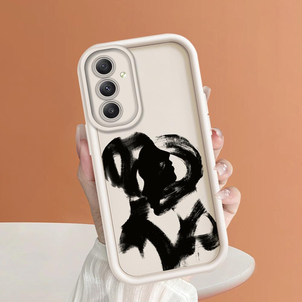 Soft Silicone Square Ladder Printing Pattern Phone Casing Full Cover Camera Shockproof Protection Rubber Case for Samsung