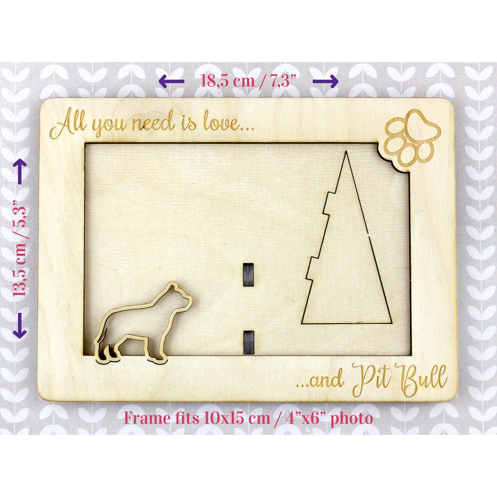 Pit Bull, American Pit Bull Terrier, Pitbull Terrier, APBT – Photo frame, engraved wooden frame | Art-Dog