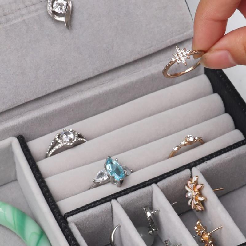 

Косметичка Двухслойная шкатулка для хранения ювелирных изделий Коробка для хранения сережек Косметички