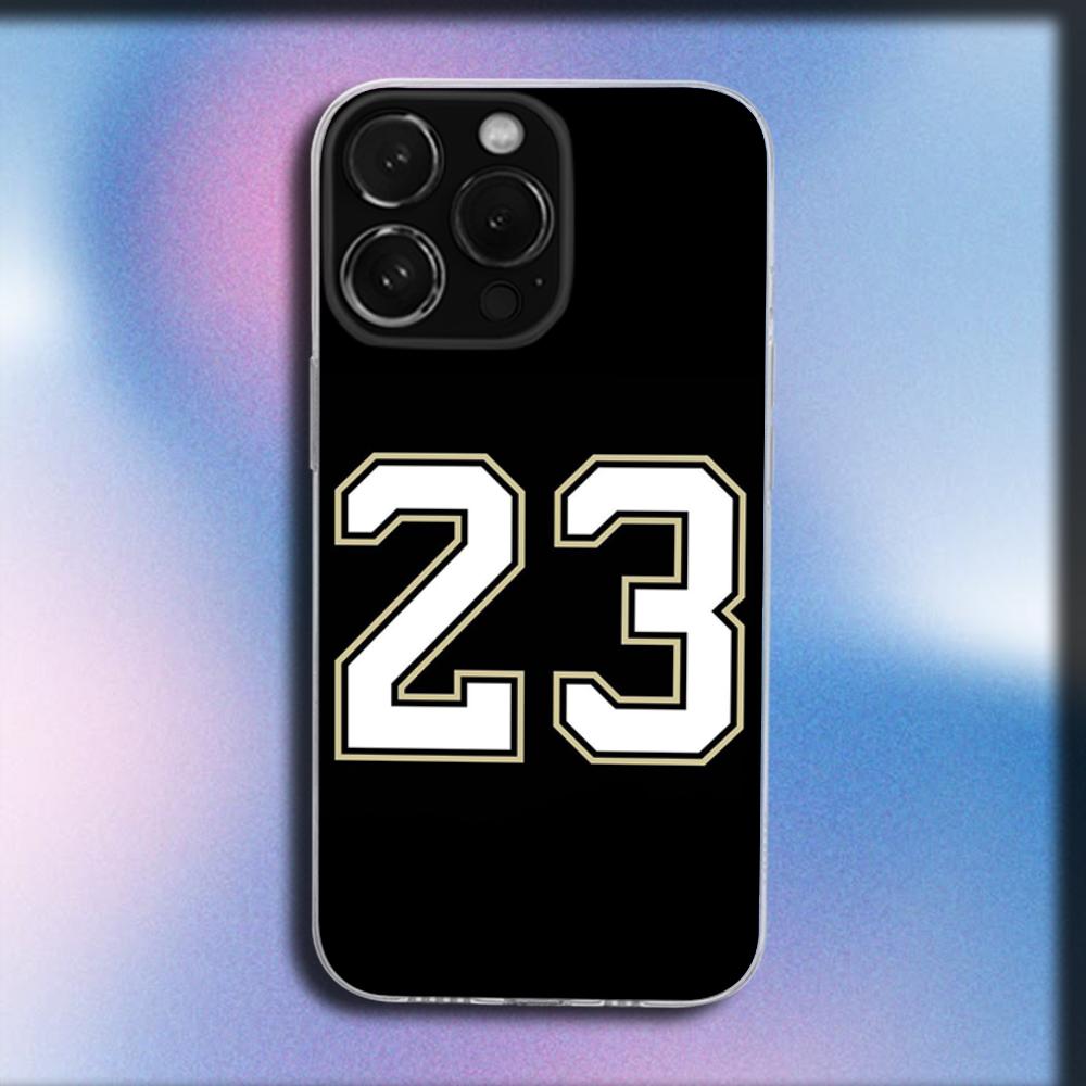 Sport Basketball 23 Phone Case For iPhone 16,15,14,13,12,11 Plus,Pro,Max,XR,XS,X,Plus,SE,Mini Transparent Soft Cover