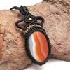 Agate Necklace Red Macrame Gemstone Beaded macrame necklace stone red Handmade