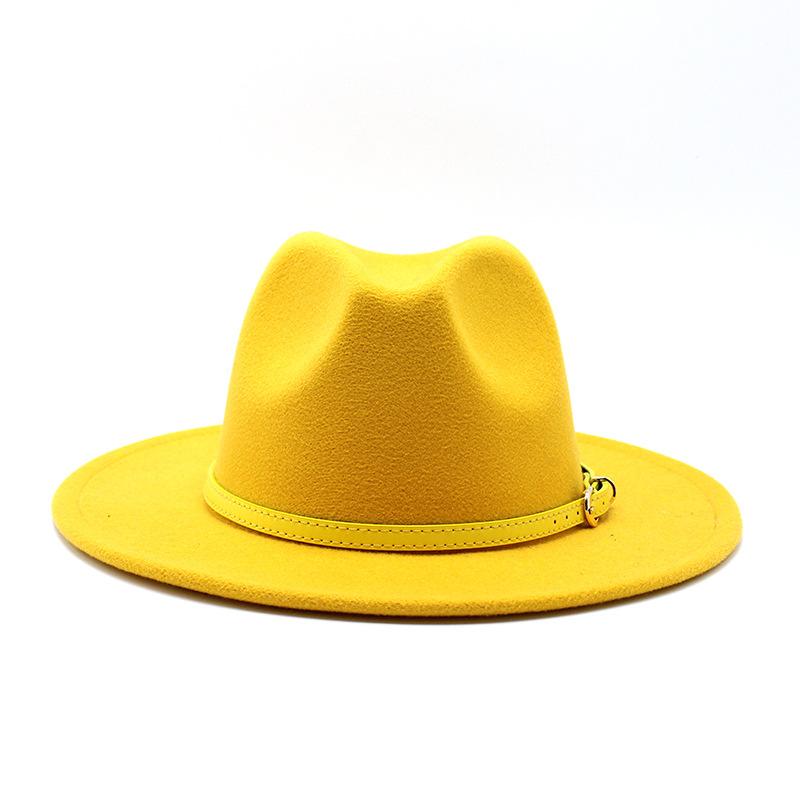 Men'S And Women'S Woolen Top Hats, Flat-Brimmed Big-Eave Hats, Jazz Hats, Felt Hats.