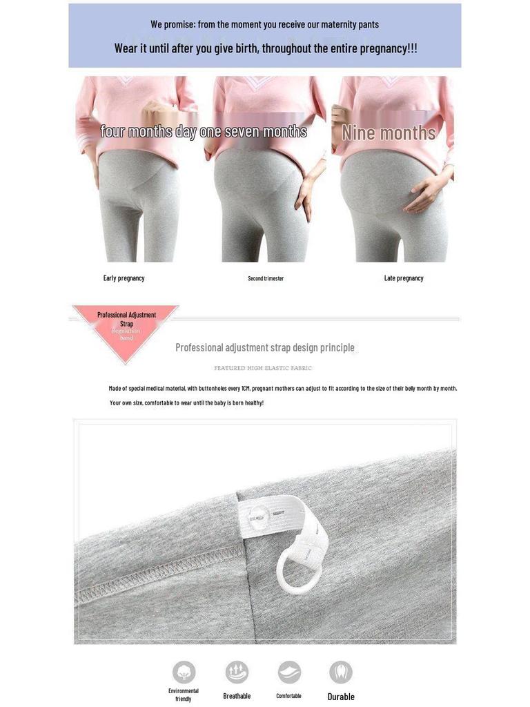 Maternity Adjustable Solid Color Cropped Pants for Spring and Summer