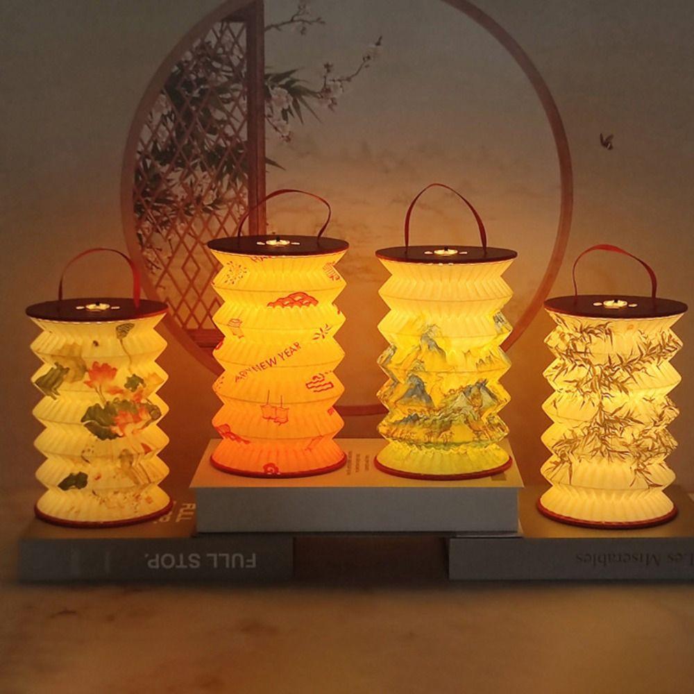 Hanging Chinese Paper Lantern Projected Handheld Lanterns Decorative Flower Lamp  Spring Festival
