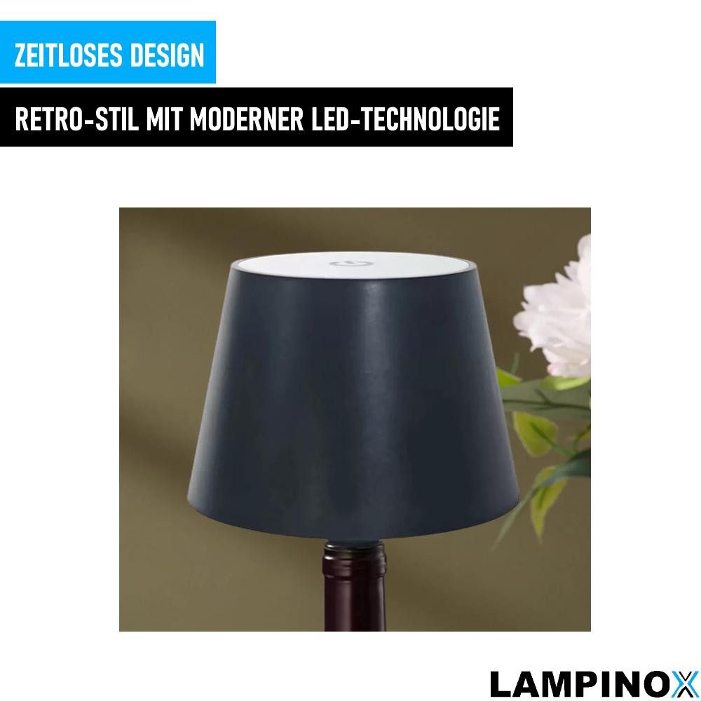 LAMPINOX LED Flaschenaufsatz Tisch-Lampe Flaschen-Leuchte Deko Licht Dimmbar