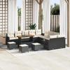 14-Piece Garden Sofa Set with Black Cushions Poly Rattan Acacia 3363760