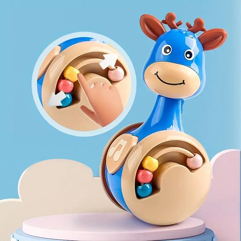 Baby-Wackelfigur mit Rassel und Schiebetier Hirsch Lern- und Bildungsspielzeug Neugeborenen-Beißring Kleinkind-Handglöckchen Mobiles Drück-Quetsch-Wackel-Spielzeug