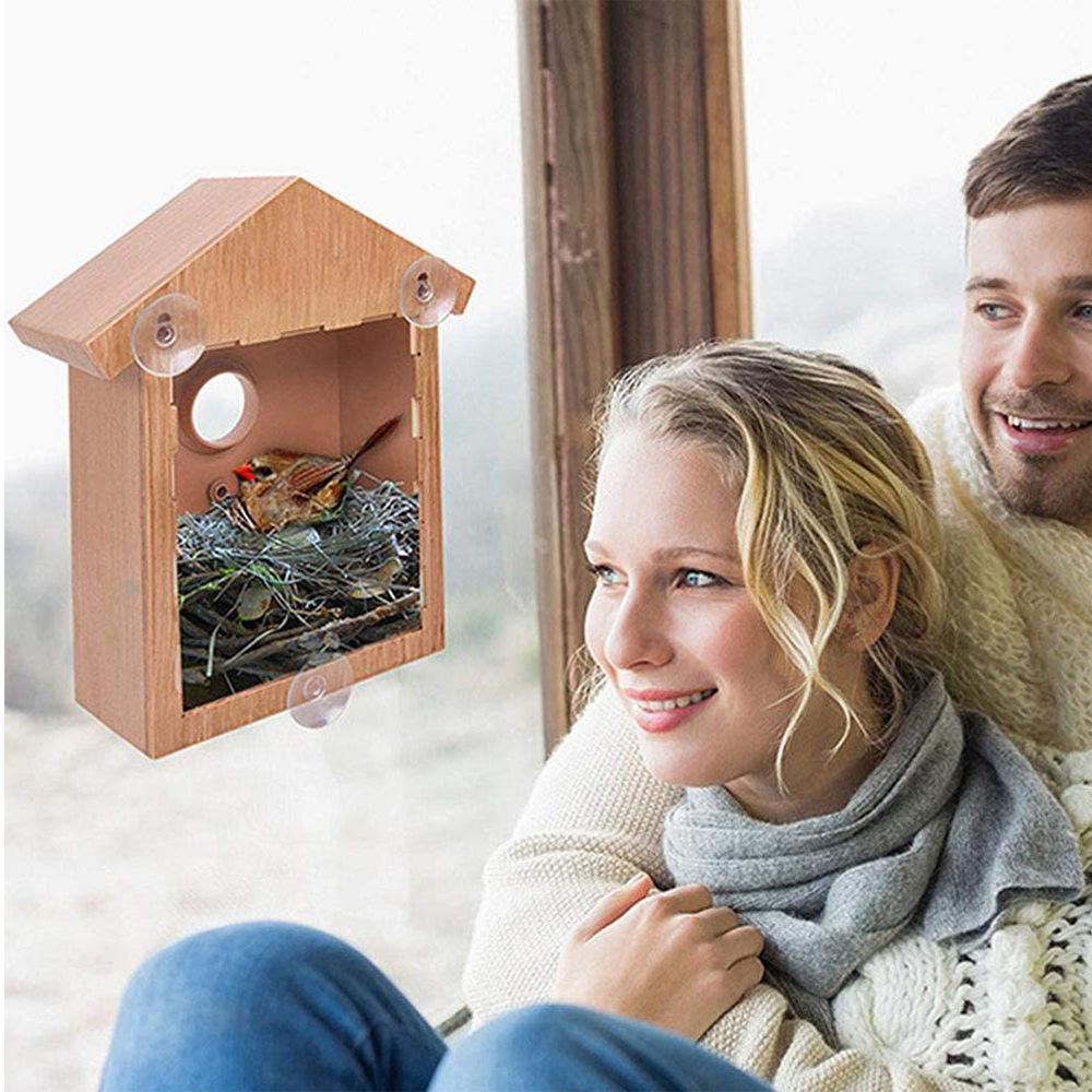 DIY Outdoor Birdhouse Feeder with Suction Cup - Creative Small Bird Nest Simulation