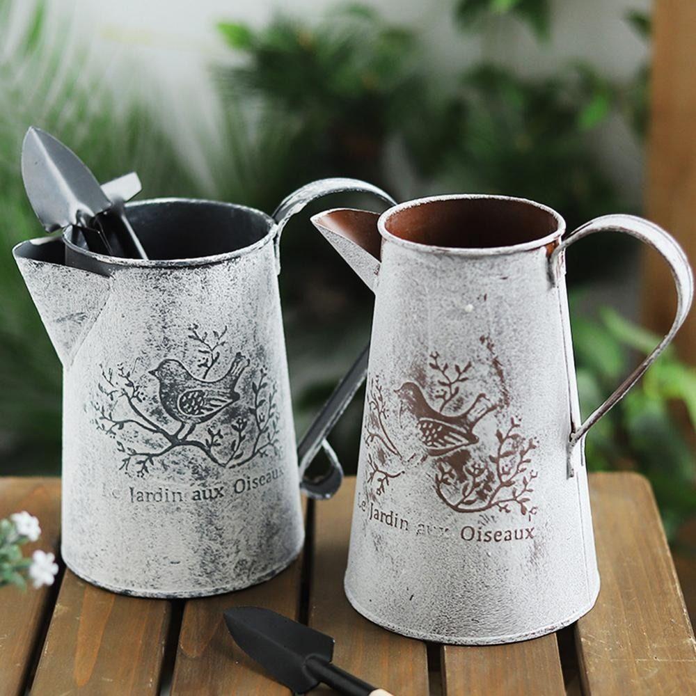 Empty Dried Flower Vase Birds Iron Container Container Iron Art Bucket  Home