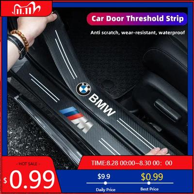 BABY5 For Leather Sticker Car Door Decals Carbon Fiber Threshold Anti Scratch For BMW X1 X2 X3 X5 X4 F20 F10 F07 E70 E46 E90 E92